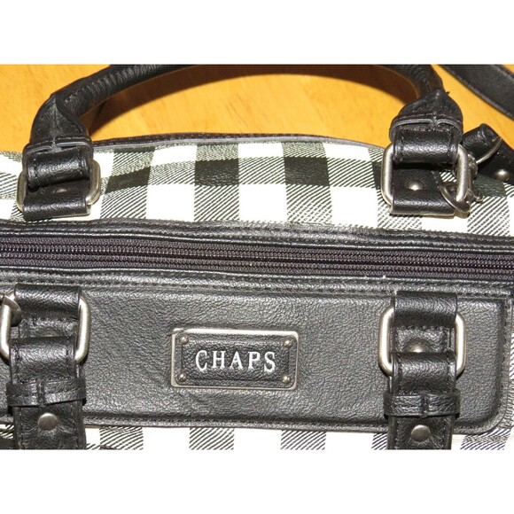 Chaps Vintage Black And White Buffalo Plaid Y2K Crossbody Double Handle Purse - Picture 2 of 11